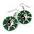 Round Green Shell Yin Yang Drop Earrings - 45mm Long - view 4