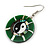 Round Green Shell Yin Yang Drop Earrings - 45mm Long - view 5