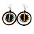 Brown Wood Hoop Earrings with Shell Element - 70mm Long - view 2