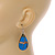 Teardrop Blue Shell Drop Earrings - 55mm Long - view 6