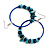 Large Blue/ Teal Glass, Shell, Wood Bead Hoop Earrings In Silver Tone - 75mm Long