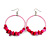 Large Glass, Shell, Wood Bead Hoop Earrings In Silver Tone (Deep Pink, Baby Pink) - 75mm Long - view 6