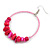 Large Glass, Shell, Wood Bead Hoop Earrings In Silver Tone (Deep Pink, Baby Pink) - 75mm Long - view 2