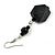 Long Black Faceted Acrylic/ Glass Bead Drop Earrings with Silver Tone Closure - 60mm Long - view 4