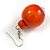Orange Wood Bead Drop Earrings - 50mm Long - view 5