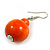 Orange Wood Bead Drop Earrings - 50mm Long - view 6