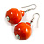 Orange Wood Bead Drop Earrings - 50mm Long - view 7