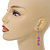 Deep Pink Glass and Magenta Shell Bead Drop Earrings with Silver Tone Closure - 6cm Long - view 2