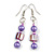 Purple/ Pink Glass and Shell Bead Drop Earrings with Silver Tone Closure - 6cm Long