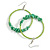 50mm Lime Green Large Glass, Faux Pearl Bead, Semiprecious Stone Hoop Earrings In Silver Tone