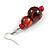 Red/ Black/ Golden Colour Fusion Wood Bead Drop Earrings with Silver Tone Closure - 55mm Long - view 5