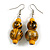 Yellow/ Black Colour Fusion Wood Bead Drop Earrings with Silver Tone Closure - 55mm Long