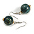 Teal/ Black/ Golden Colour Fusion Wood Bead Drop Earrings with Silver Tone Closure - 40mm Long
