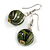 Green/ Black/ Golden Colour Fusion Wood Bead Drop Earrings with Silver Tone Closure - 40mm Long - view 4