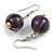 Purple/ Black/ White/ Golden Colour Fusion Wood Bead Drop Earrings with Silver Tone Closure - 40mm Long