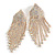 Statement Bridal AB Crystal Chandelier Tassel Drop Earrings In Gold Tone - 80mm Long - view 5
