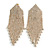 Statement Bridal Clear Crystal Chandelier Tassel Drop Earrings In Gold Tone - 80mm Long - view 3
