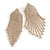 Statement Bridal Clear Crystal Chandelier Tassel Drop Earrings In Gold Tone - 80mm Long - view 4