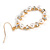 Oval White Glass Pearl Bead, Clear CZ Hoop Drop Earrings In Gold Tone Metal - 55mm Long - view 5