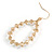 Oval White Glass Pearl Bead, Clear CZ Hoop Drop Earrings In Gold Tone Metal - 55mm Long - view 6