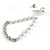 White Faux Pearl Clear Crystal Transformer Drop/ Stud Earrings In Silver Tone - 50mm Long/ 9mm Stud Bead - view 6
