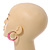 Trendy Peach/ Magenta Floral Print Acrylic Hoop Earrings In Gold Tone - 43mm Diameter - Medium - view 2