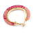Trendy Peach/ Magenta Floral Print Acrylic Hoop Earrings In Gold Tone - 43mm Diameter - Medium - view 7