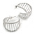 Small Silver Tone with Bar Element Half Hoop/ Creole Earrings - 25mm Diameter