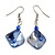 Blue Shell Bead Drop Earrings In Silver Tone - 50mm Long
