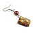 Khaki Brown Shell Bead Drop Earrings In Silver Tone - 60mm Long - view 4