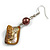 Khaki Brown Shell Bead Drop Earrings In Silver Tone - 60mm Long - view 5