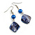 Blue Shell Bead Drop Earrings In Silver Tone - 60mm Long - view 3