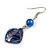 Blue Shell Bead Drop Earrings In Silver Tone - 60mm Long - view 4