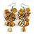 Mustard Yellow Shell Composite Cluster Dangle Earrings in Silver Tone - 70mm L