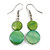 Green Double Shell Drop Earrings In Silver Tone - 50mm Long