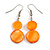 Orange Double Shell Drop Earrings In Silver Tone - 50mm Long