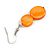 Orange Double Shell Drop Earrings In Silver Tone - 50mm Long - view 4