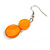 Orange Double Shell Drop Earrings In Silver Tone - 50mm Long - view 5