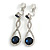 Bridal/ Prom/ Wedding Montana Blue/ Clear Austrian Crystal Infinity Drop Clip On Earrings In Silver Tone - 50mm Long - view 3