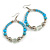 Light Blue/ Turquoise/ Transparent Ceramic/ Glass Bead Hoop Earrings In Silver Tone - 80mm Long