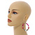 Fuchsia/ Pink/ Transparent Ceramic/ Glass Bead Hoop Earrings In Silver Tone - 80mm Long - view 2