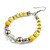 Lemon Yellow/ Silver/ Transparent Ceramic/ Glass Bead Hoop Earrings In Silver Tone - 80mm Long - view 4