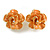 Pastel Orange Enamel Rose Flower Clip On Earrings In Gold Tone - 23mm Diameter - view 3
