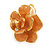 Pastel Orange Enamel Rose Flower Clip On Earrings In Gold Tone - 23mm Diameter - view 5