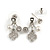 Silver Tone Clear Crystal White Faux Pearl Front Back Stud Earrings - 25mm Drop - view 3