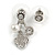 Silver Tone Clear Crystal White Faux Pearl Front Back Stud Earrings - 25mm Drop - view 6