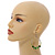 Green/ Transparent Ceramic/ Glass Bead Hoop Earrings In Silver Tone - 70mm Long - view 2