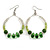 Green/ Transparent Ceramic/ Glass Bead Hoop Earrings In Silver Tone - 70mm Long - view 3