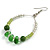 Green/ Transparent Ceramic/ Glass Bead Hoop Earrings In Silver Tone - 70mm Long - view 4