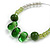 Green/ Transparent Ceramic/ Glass Bead Hoop Earrings In Silver Tone - 70mm Long - view 5